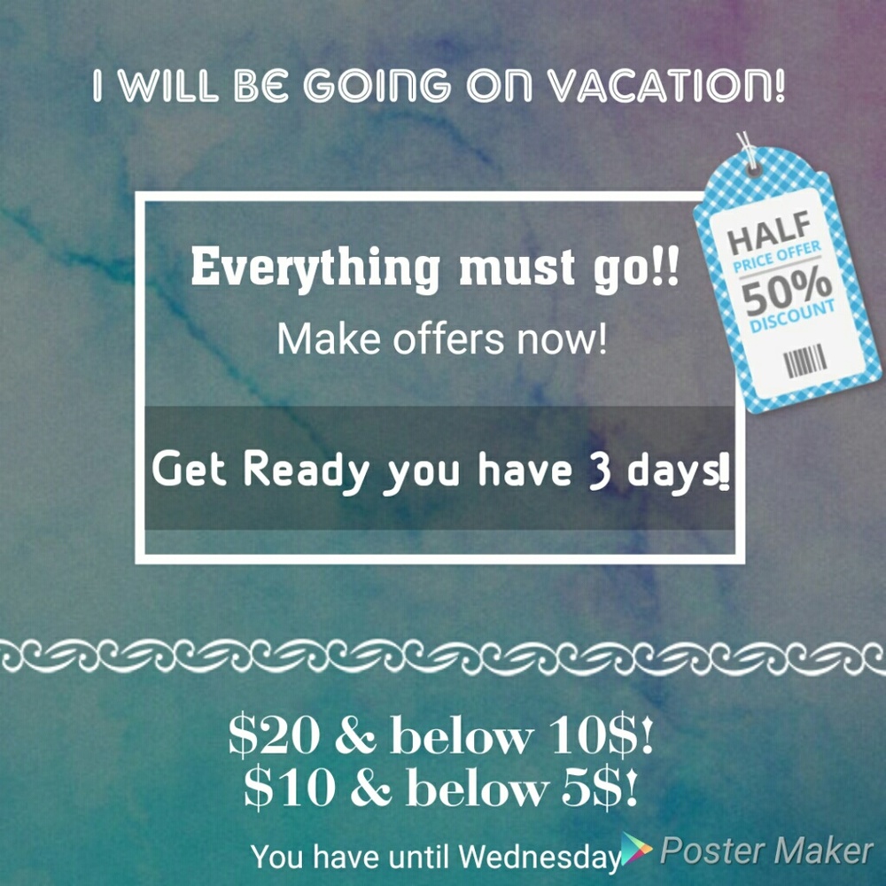 Vacation SALE!!! DON'T MISS THIS DEAL!!